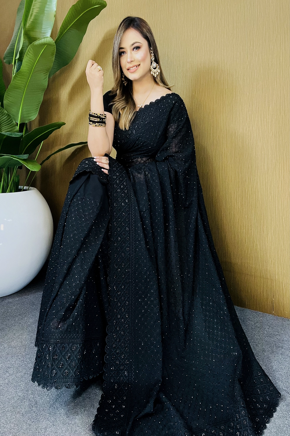 Black Diamond Soft Chiffon Georgette Saree
